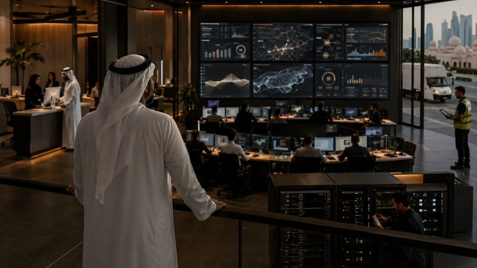 A connected business environment spanning its digital presence, operating systems, physical devices, data and managed control
