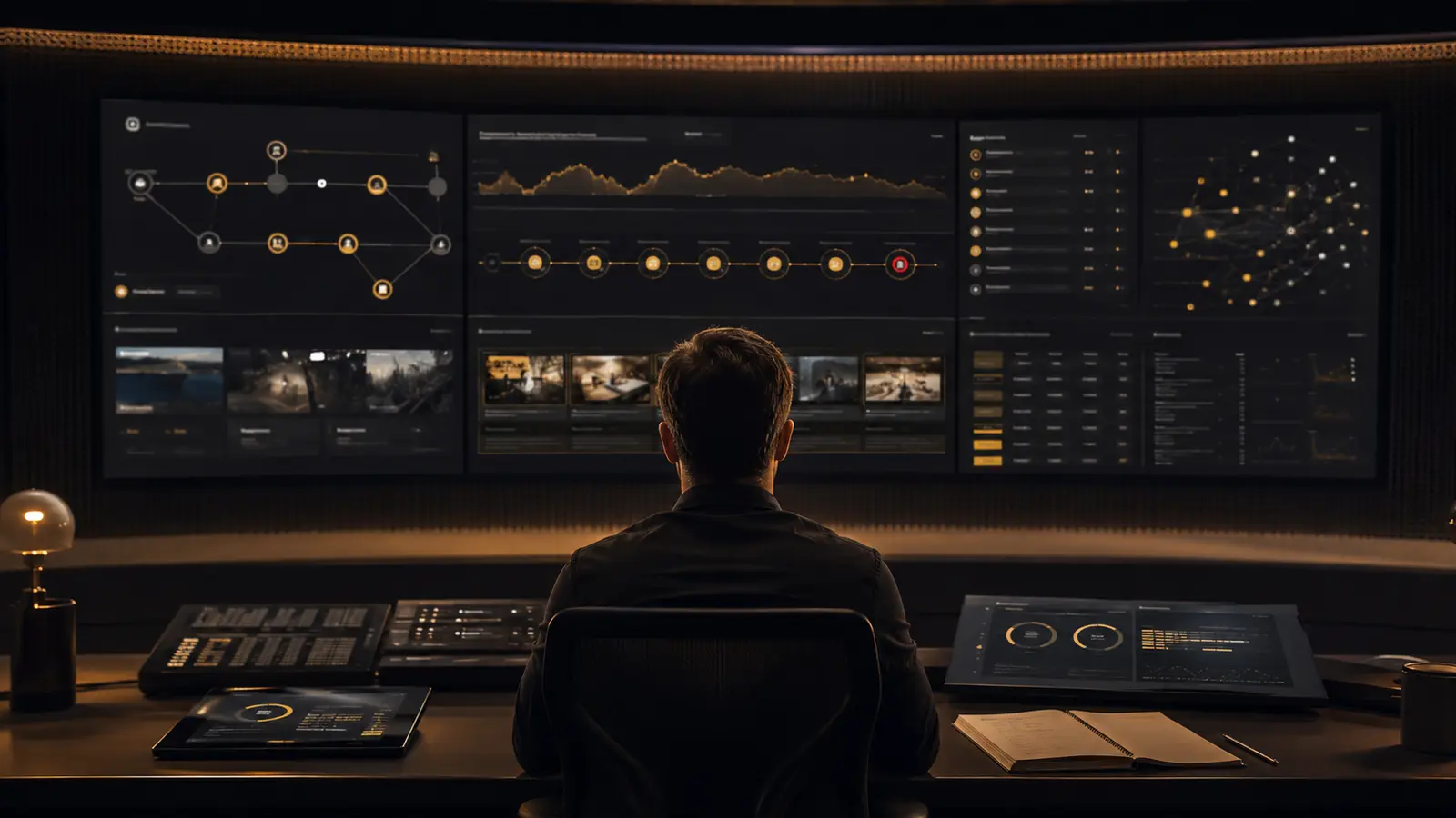 A managed operations console showing system health, evidence, incidents and connected states