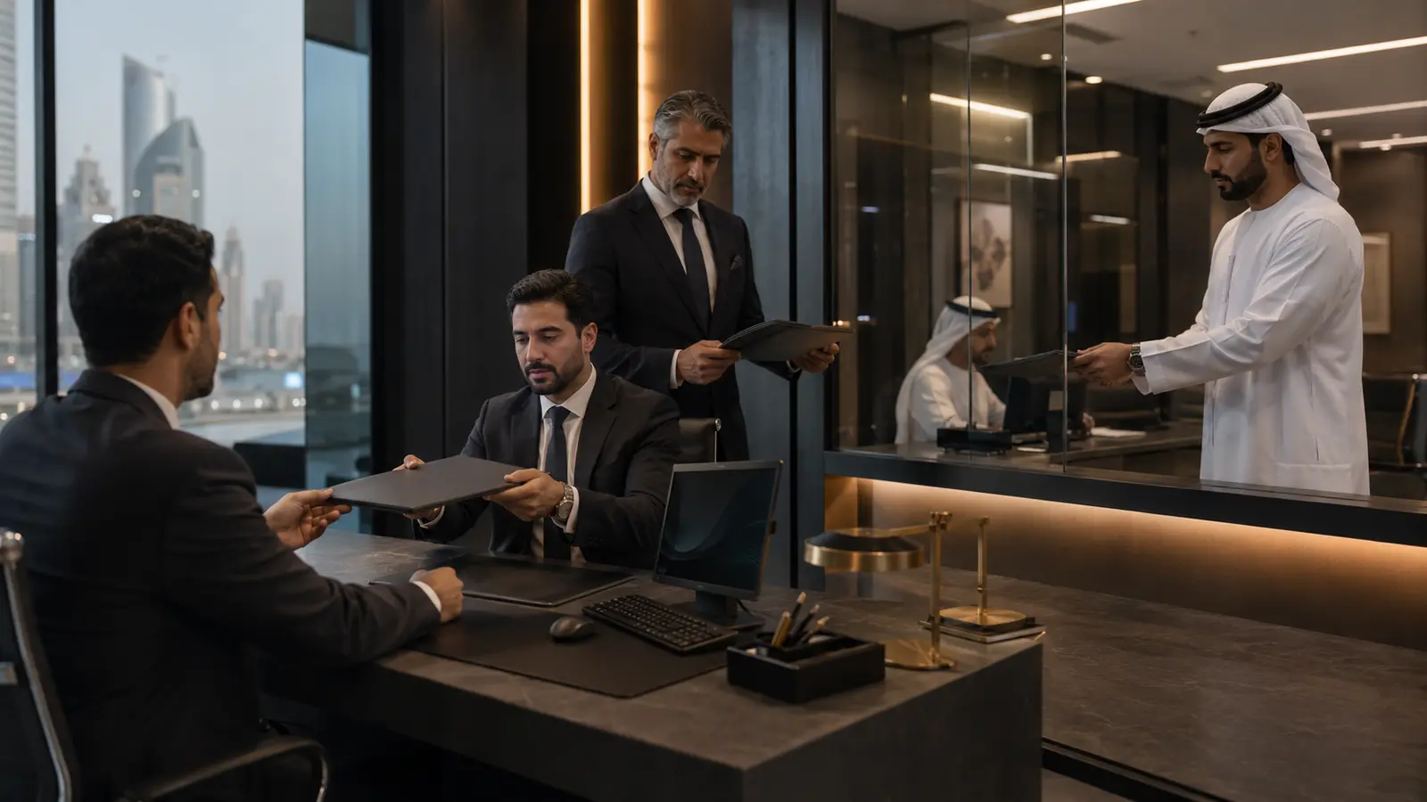 A business-services team validating, approving and tracking a client document package through an external handoff